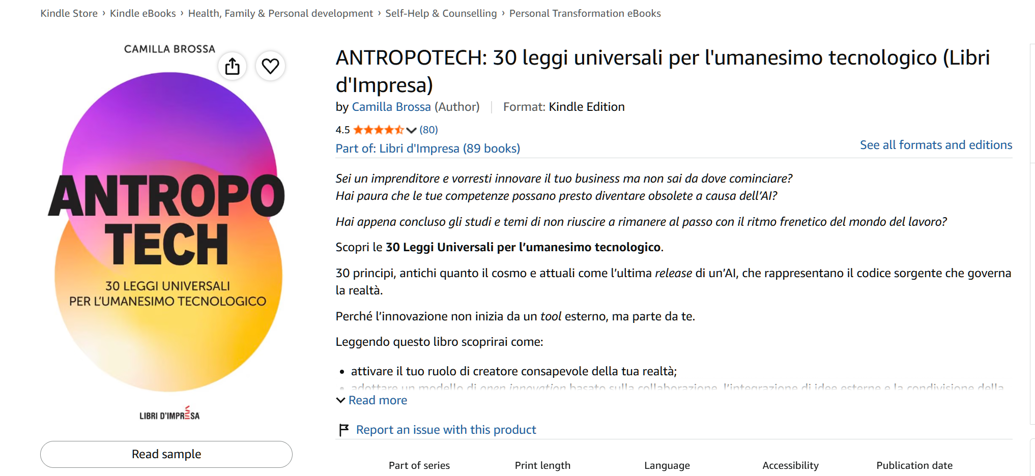Scheda prodotto di Antropotech di Camilla Brossa su Amazon.it